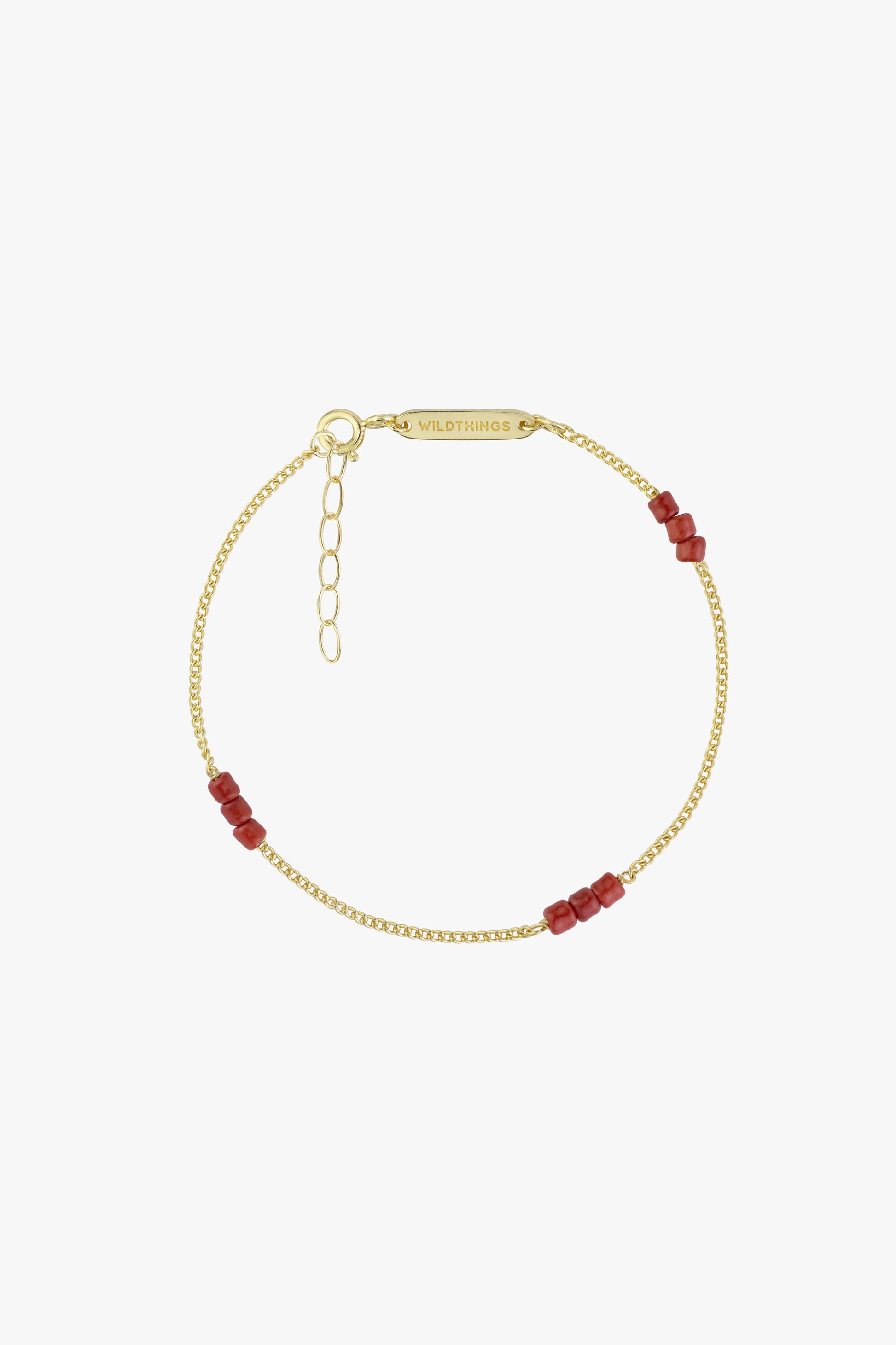 Triple red beads bracelet gold plated-Bracelet-wildthings_collectables-Gold plated---abc