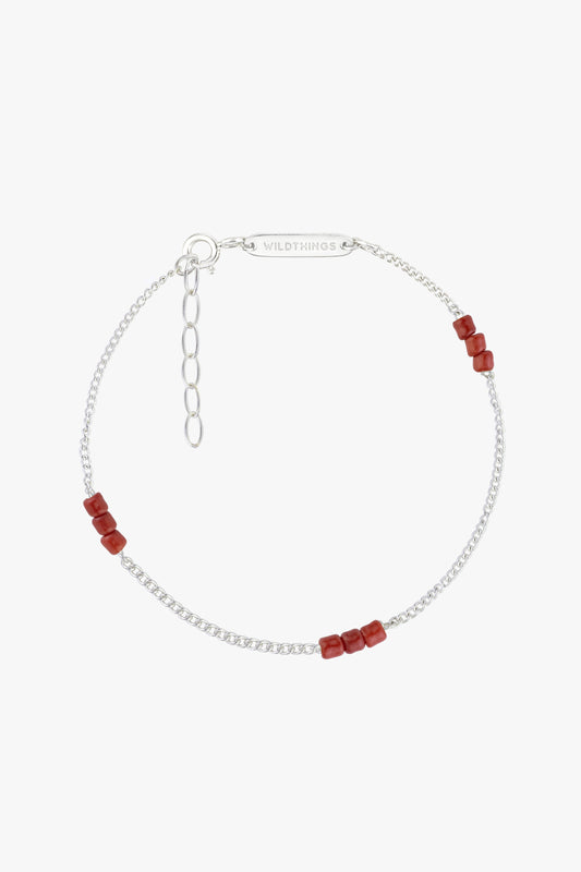 Triple red beads bracelet silver-Bracelet-wildthings_collectables-Silver---abc