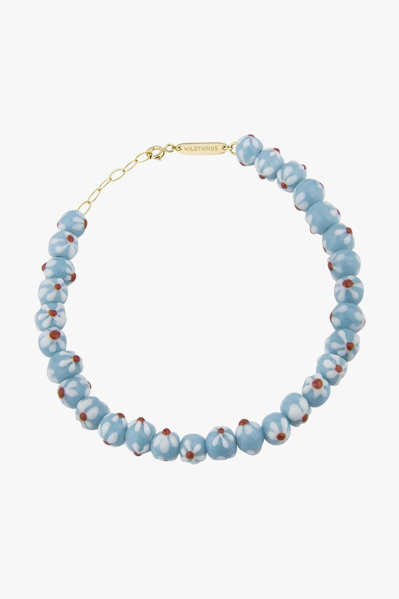 Blue flower anklet gold plated-abc