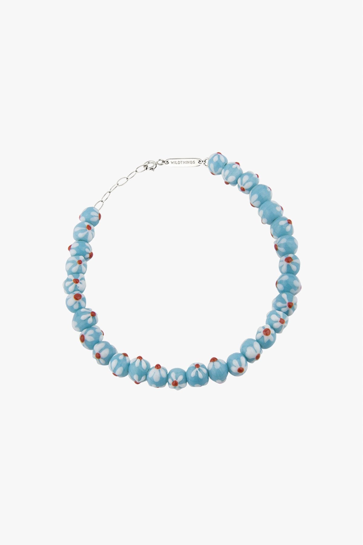 Blue flower anklet silver-abc