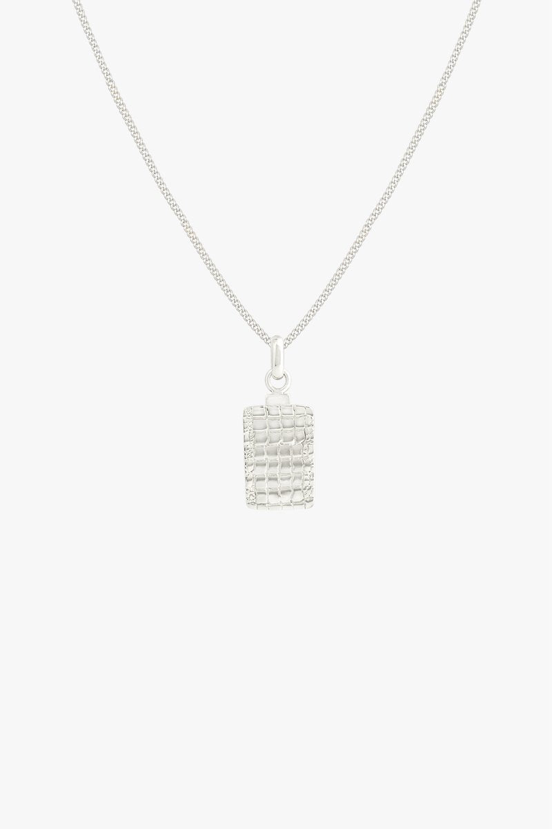 Crocodile skin pendant silver-abc