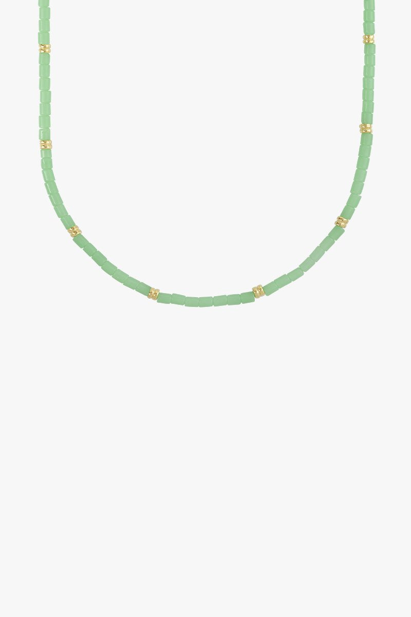 Sea green necklace gold plated-Necklace-wildthings_collectables-Gold plated-37cm + extender--abc