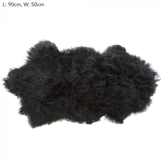Tibetan Lambswool Throw 90x50 Black-Accessories-Florabelle-Default Title---abc