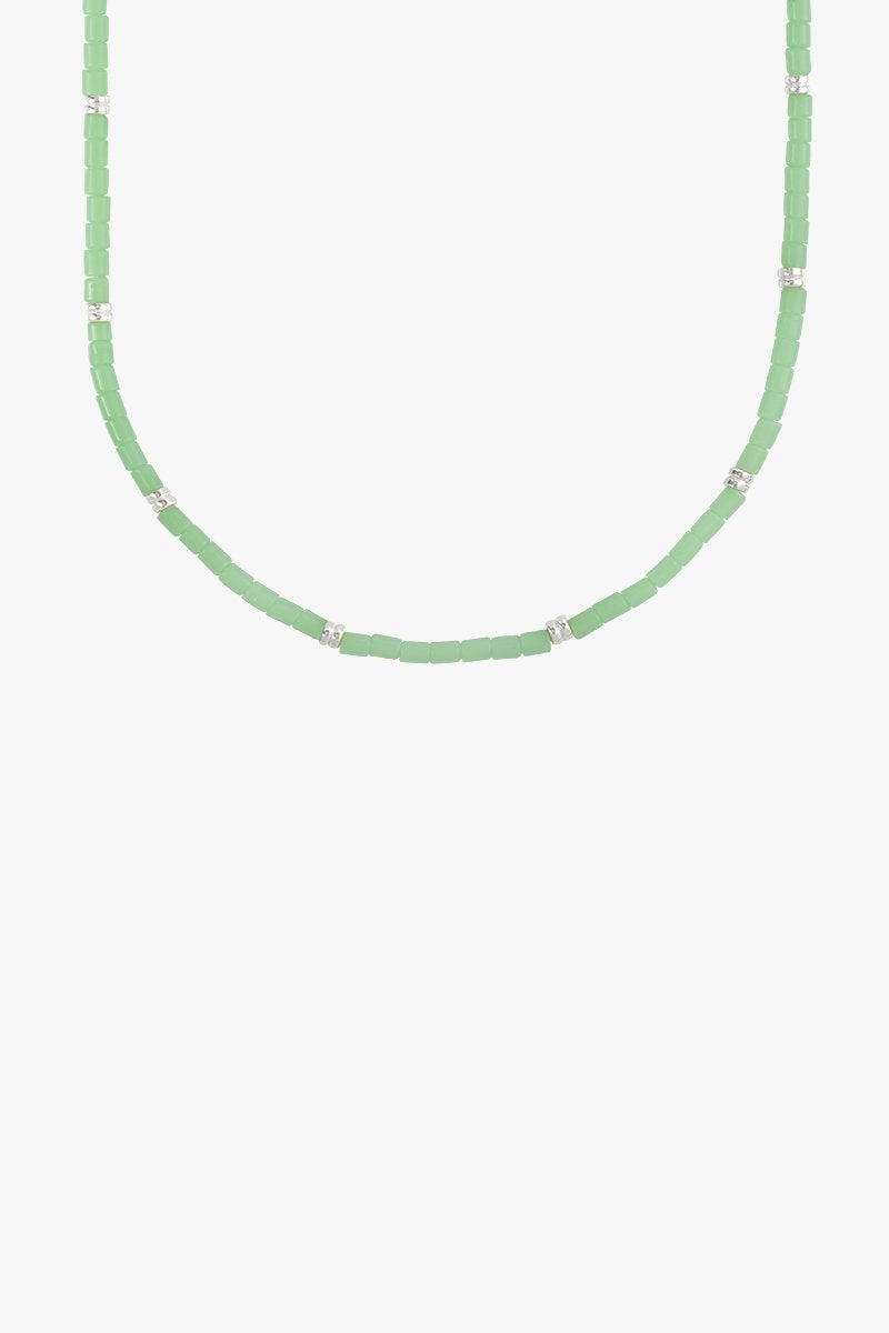 Sea green necklace silver-Necklace-wildthings_collectables-Silver-37cm + extender--abc