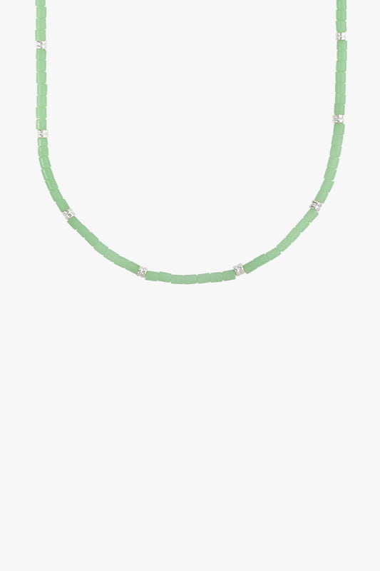 Sea green necklace silver-Necklace-wildthings_collectables-Silver-37cm + extender--abc