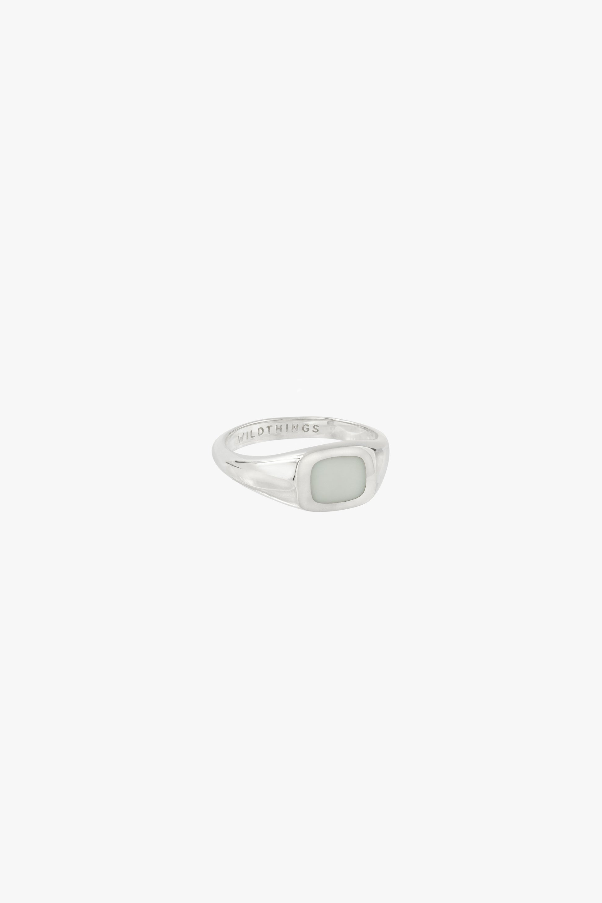 Chunky white signet ring silver-abc