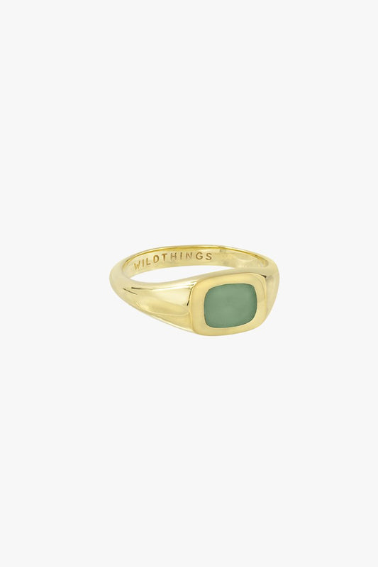 Chunky sea signet ring gold plated-abc