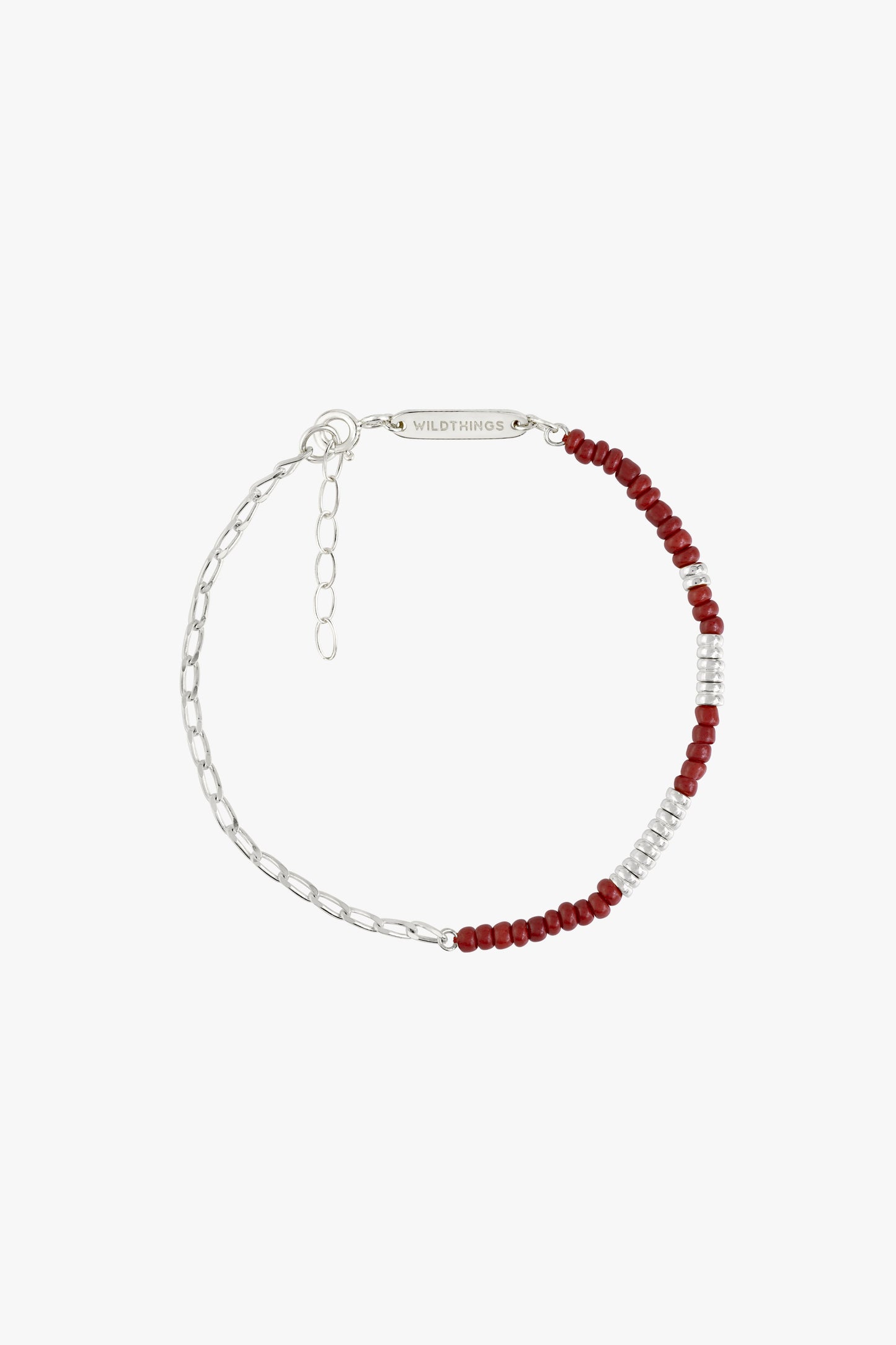 Think twice chain bracelet red silver-Bracelet-wildthings_collectables-Silver---abc