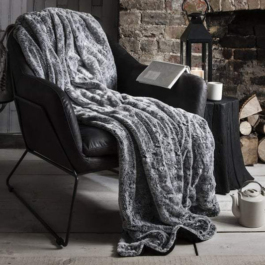 Silver Grey Two Tone Faux Fur Throw 1520x1770mm-Throws-Kilburn & Scott-Default Title---abc