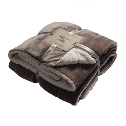 Sherpa Flannel Throw Taupe 1520x1770mm-Throws-Kilburn & Scott-Default Title---abc