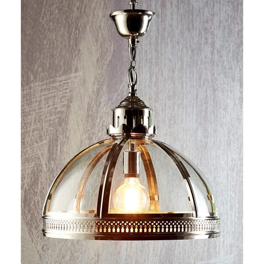 Winston Glass Pendant in Shiny Nickel-Chandeliers and Ceiling Lights-Emac & Lawton-Default Title---abc