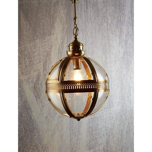 Saxon Pendant Lamp Med Antique Brass-Chandeliers and Ceiling Lights-Emac & Lawton-Default Title---abc