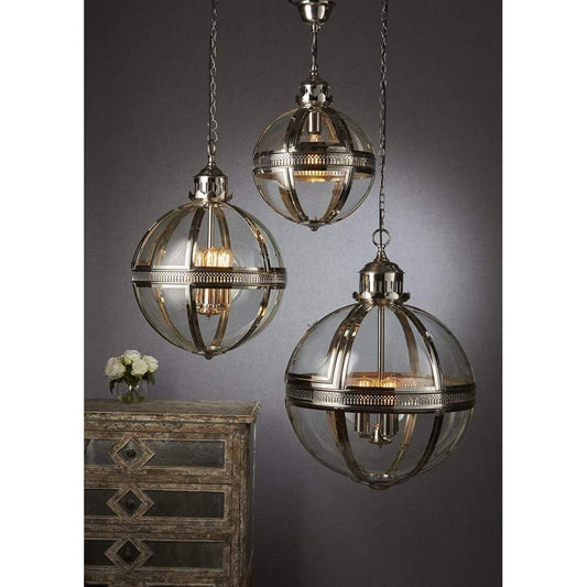 Saxon Pendant Lamp Med Shiny Nickel-Chandeliers and Ceiling Lights-Emac & Lawton-Default Title---abc