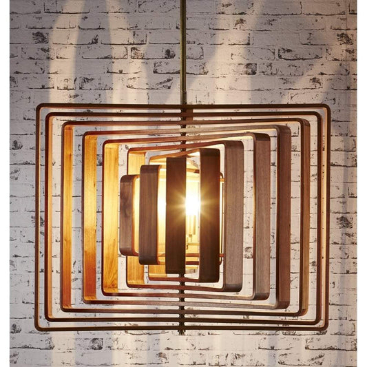 Walnut Timber Spiral Hanging Lamp-Chandeliers and Ceiling Lights-Emac & Lawton-Default Title---abc