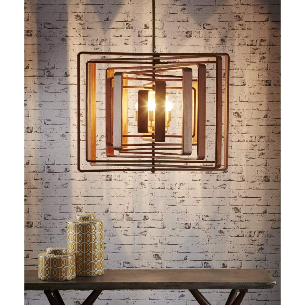 Walnut Timber Spiral Hanging Lamp-Chandeliers and Ceiling Lights-Emac & Lawton-Default Title---abc