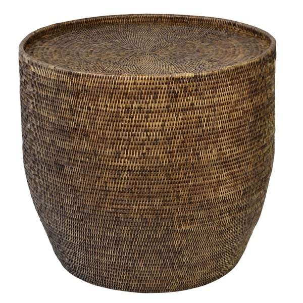 Plantation Rattan Side Table Round-Side Tables and Occasional-Theo and Joe-Default Title---abc