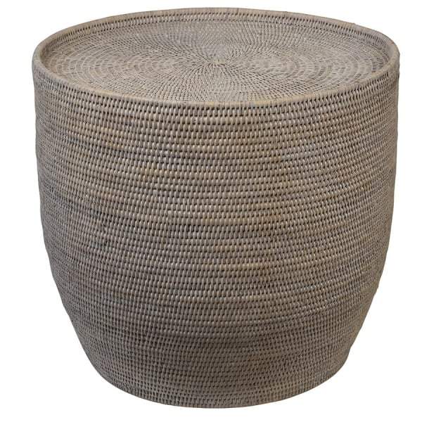 Verandah Natural Rattan Side Table Round-Side Tables and Occasional-Theo and Joe-Default Title---abc