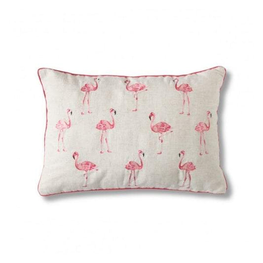 Embroidered Flamingo Cushion W500 x H350mm-abc