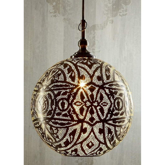 Moroccan Ball Ceiling Lamp 30cm Silver-abc