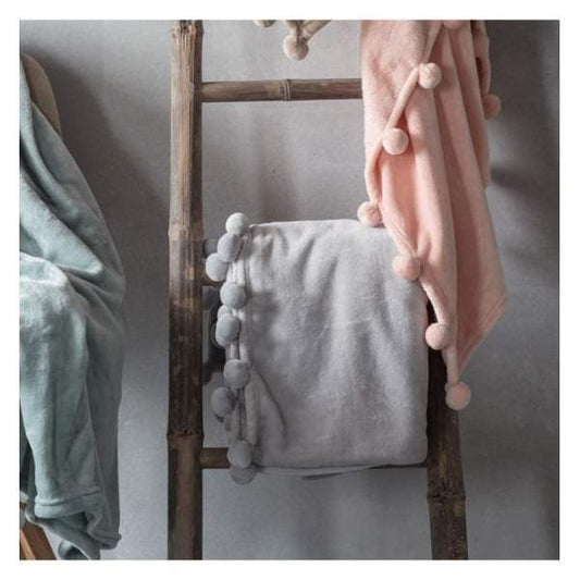 Pom Pom Throw Grey-Throws-Parisian House-Default Title---abc