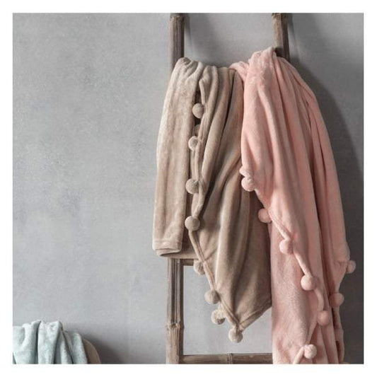 Pom Pom Throw Taupe-Throws-Parisian House-Default Title---abc