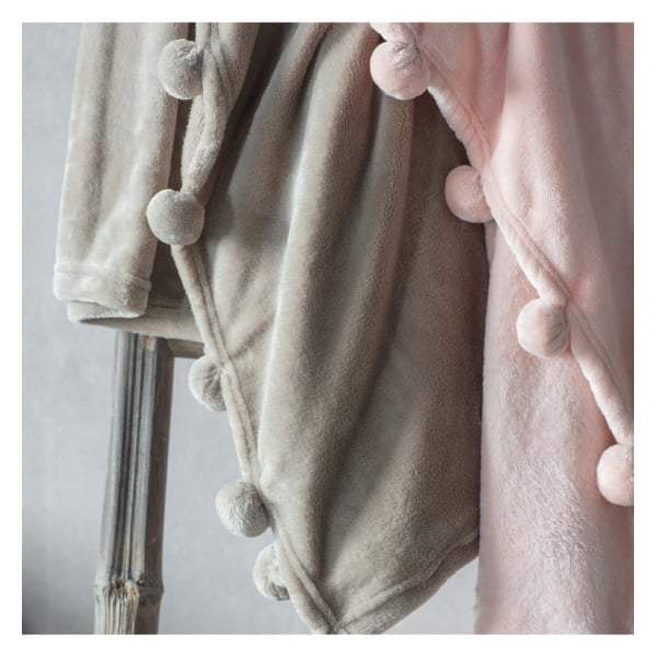 Pom Pom Throw Taupe-Throws-Parisian House-Default Title---abc