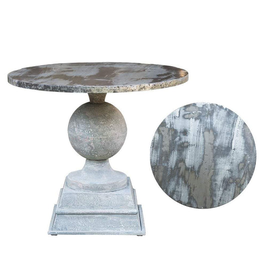 Dining Table Rnd Metal 90X90X78 Sil Pewt-abc