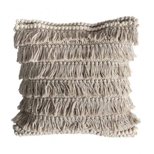 Tallara Fringed Cushion Black/Cream-Cushions-Bodhi-Default Title---abc