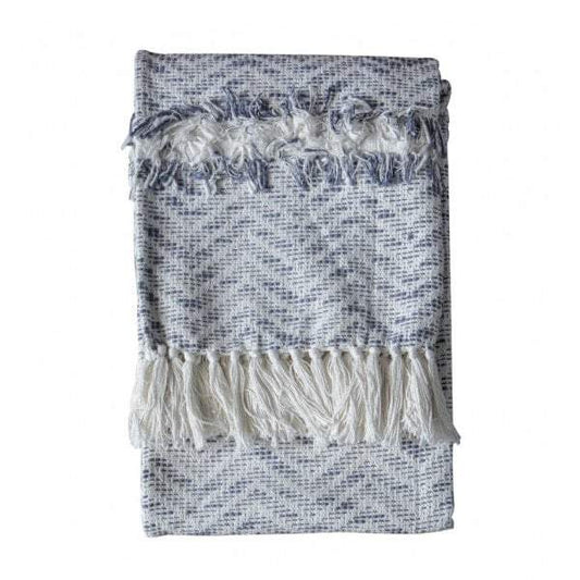 Zumba Herringbone Throw Slate Grey/Cream-Throws-Bodhi-Default Title---abc