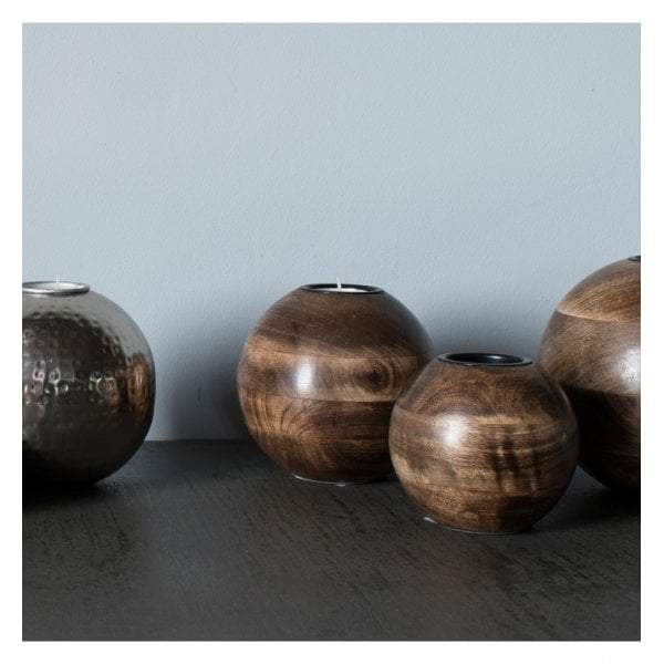 Ripley Medium Tealight Holder Dark Wood-Candle Holders-Bodhi-Default Title---abc