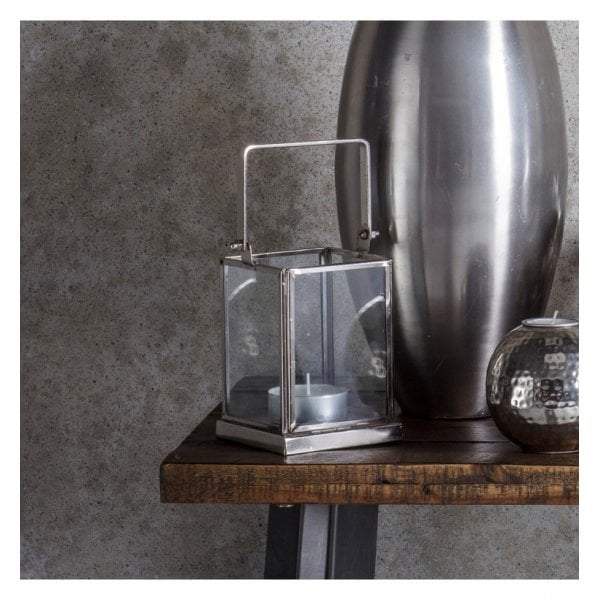 Canvey Square Lantern Candleholder Polished Nickel-abc