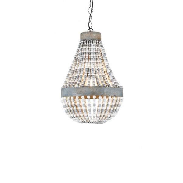 Kasbah oval white beaded hanging lamp-abc
