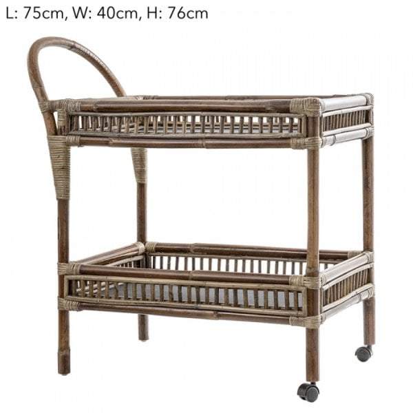 Seville Rattan & Bamboo Tea Cart-Home Bar and Drinks Cabinets-Emac & Lawton-Default Title---abc