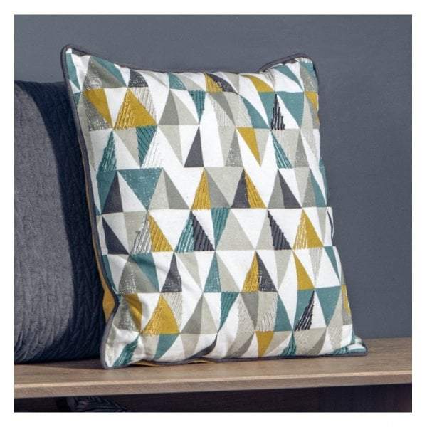 Sault Triangle Cushion Teal & Ochre 450x450mm-Cushions-Bodhi-Default Title---abc