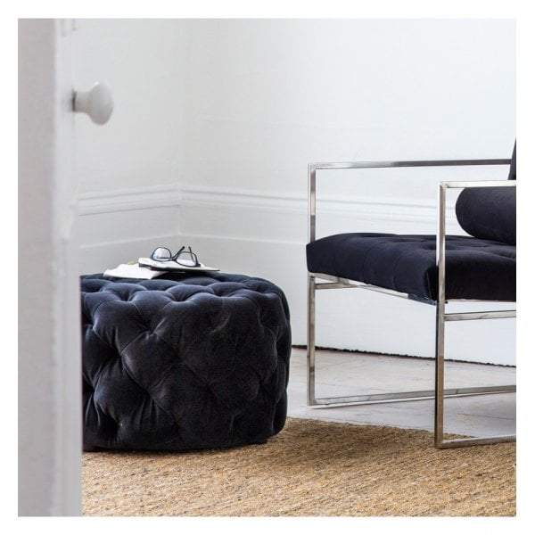 Vera Footstool Jet Velvet-Seating-Hudson Living-Default Title---abc