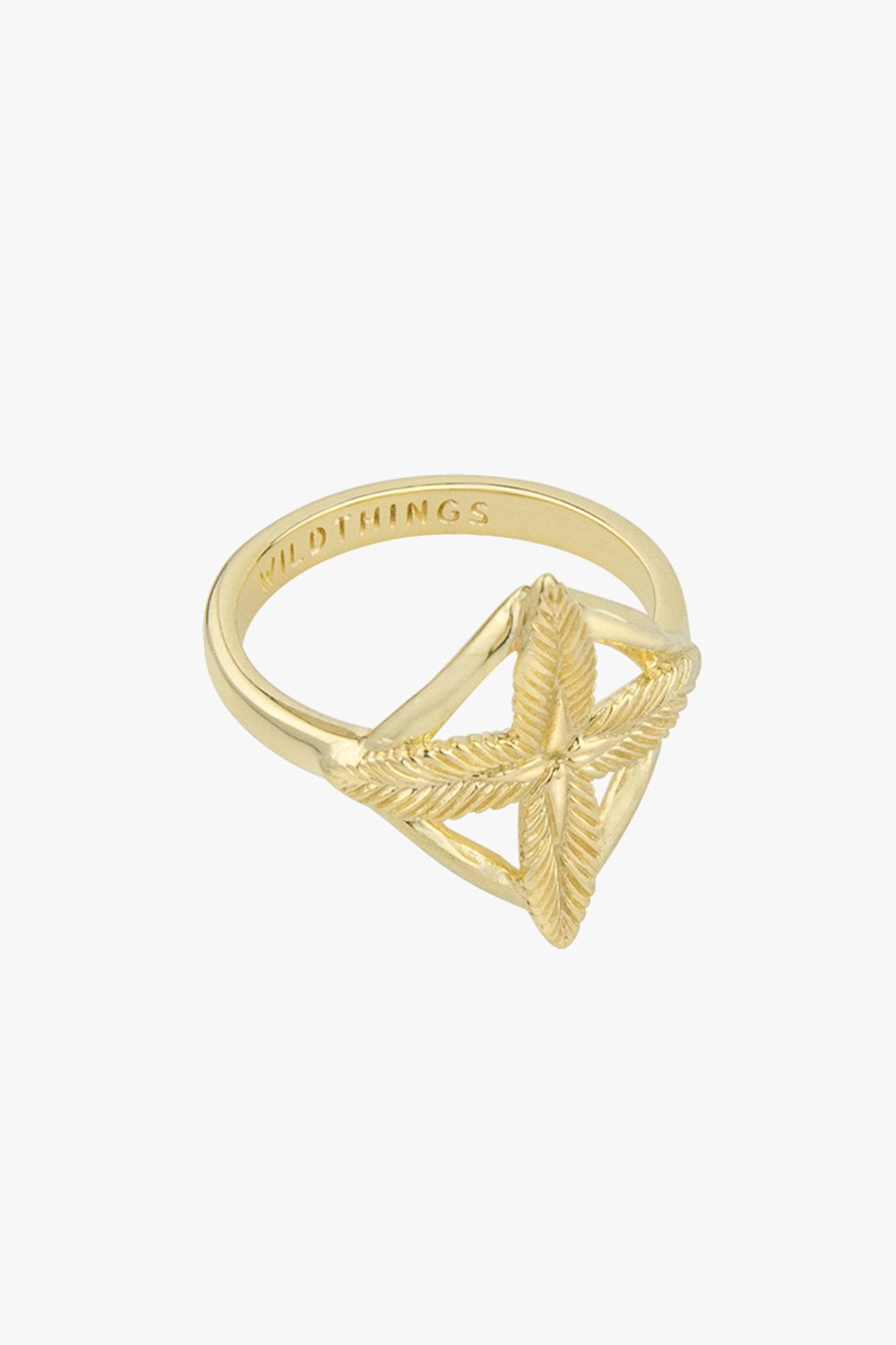 Palm leafs pinky ring gold plated-abc