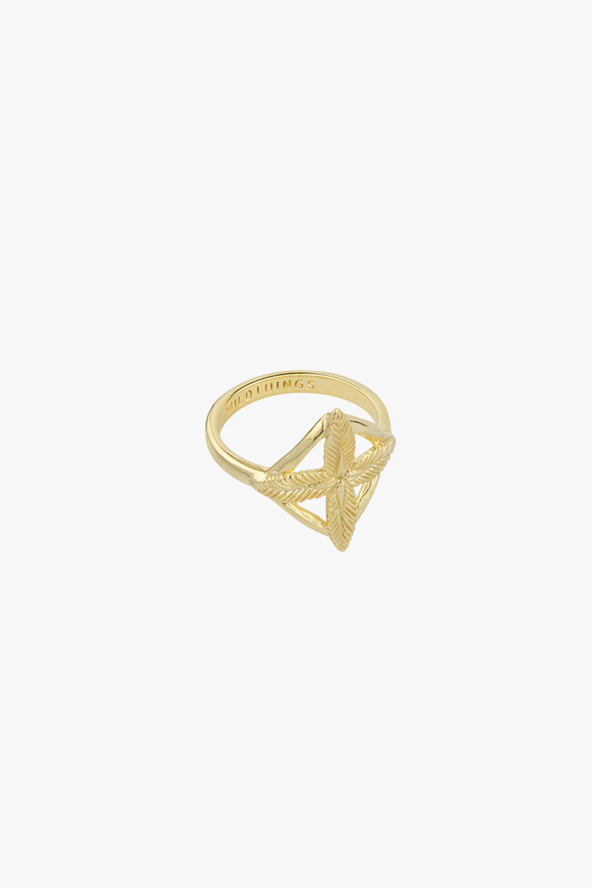 Palm leafs pinky ring gold plated-abc