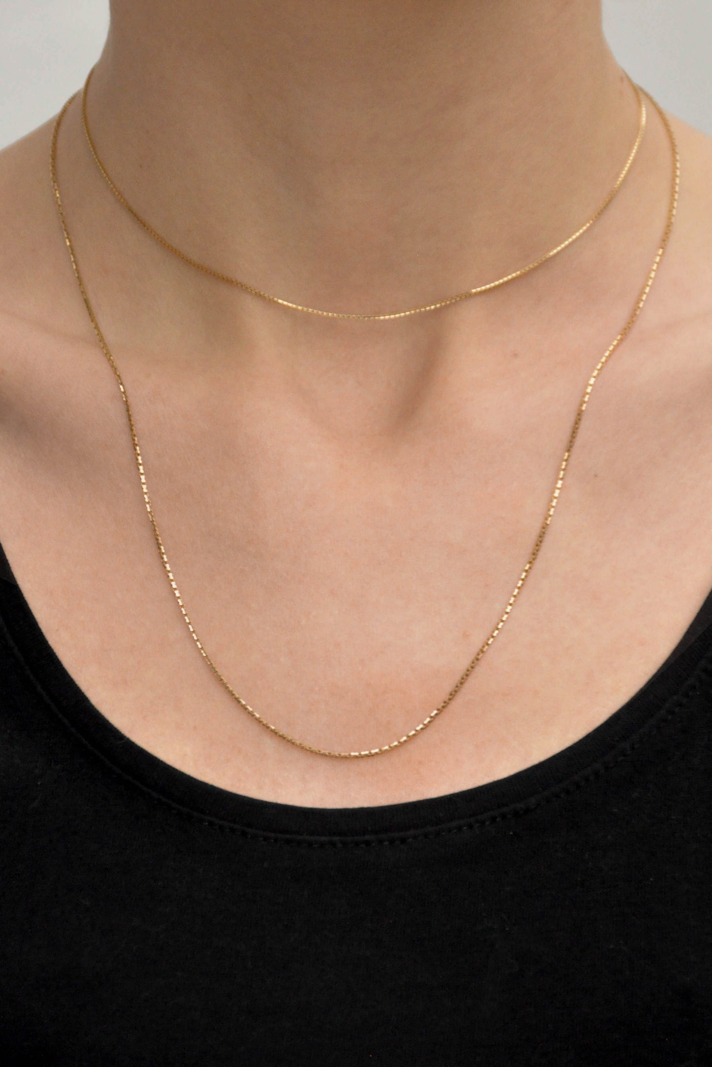 Short box necklace 14k solid gold (44cm)-Necklace-Wildthings_collectables-Solid Gold---abc