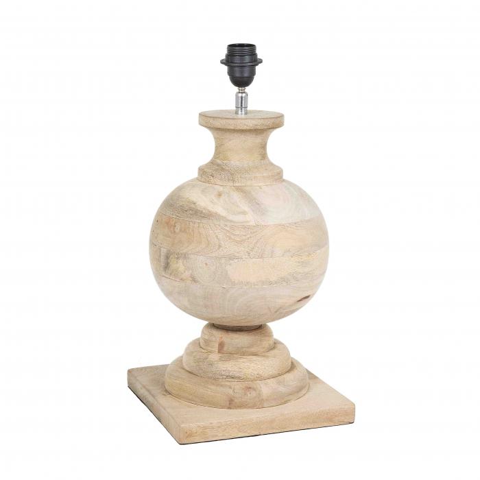 Coach Base Only - Natural - Turned Wood Ball Balustrade Table Lamp Base Only-abc