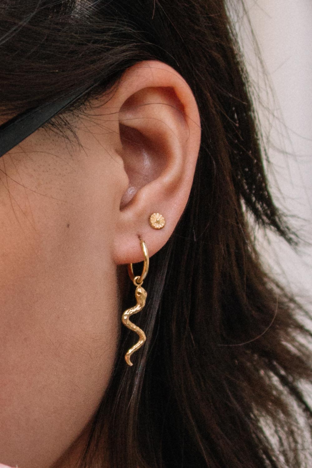 Snake earring gold plated-Earring-Wildthings_collectables-Gold plated---abc