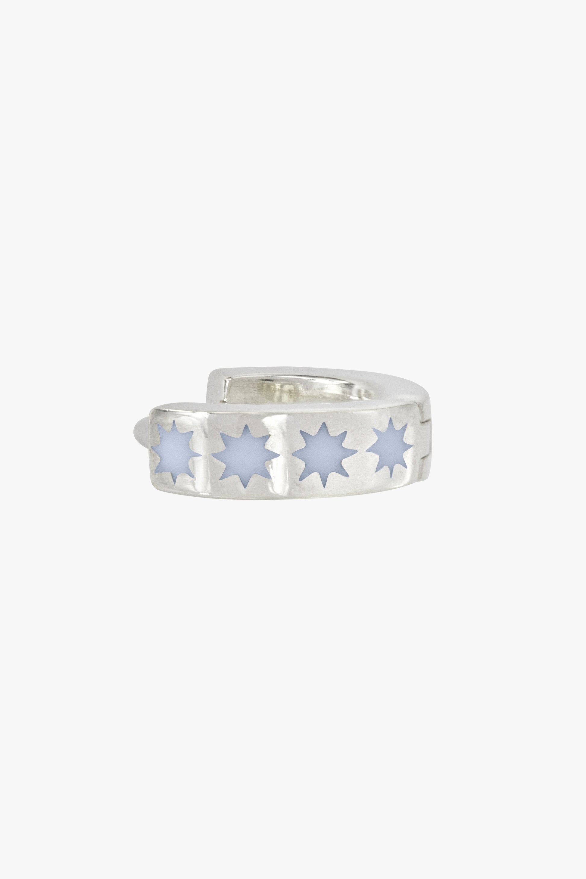 Blue sky star huggie silver-abc