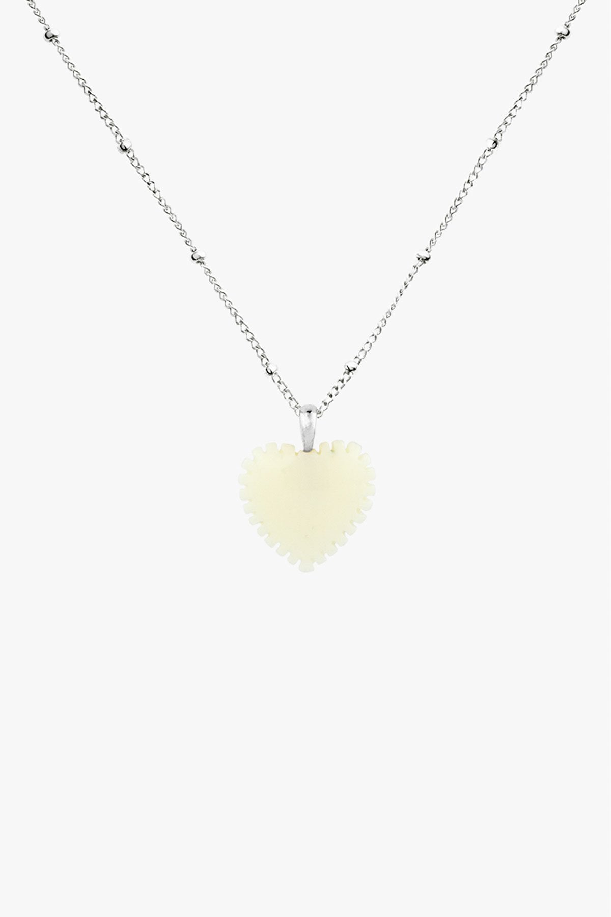 Ivory color heart pendant silver-abc