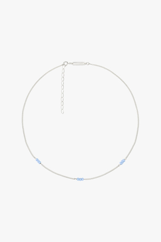 Triple blue beads necklace silver-Necklace-wildthings_collectables-Silver---abc