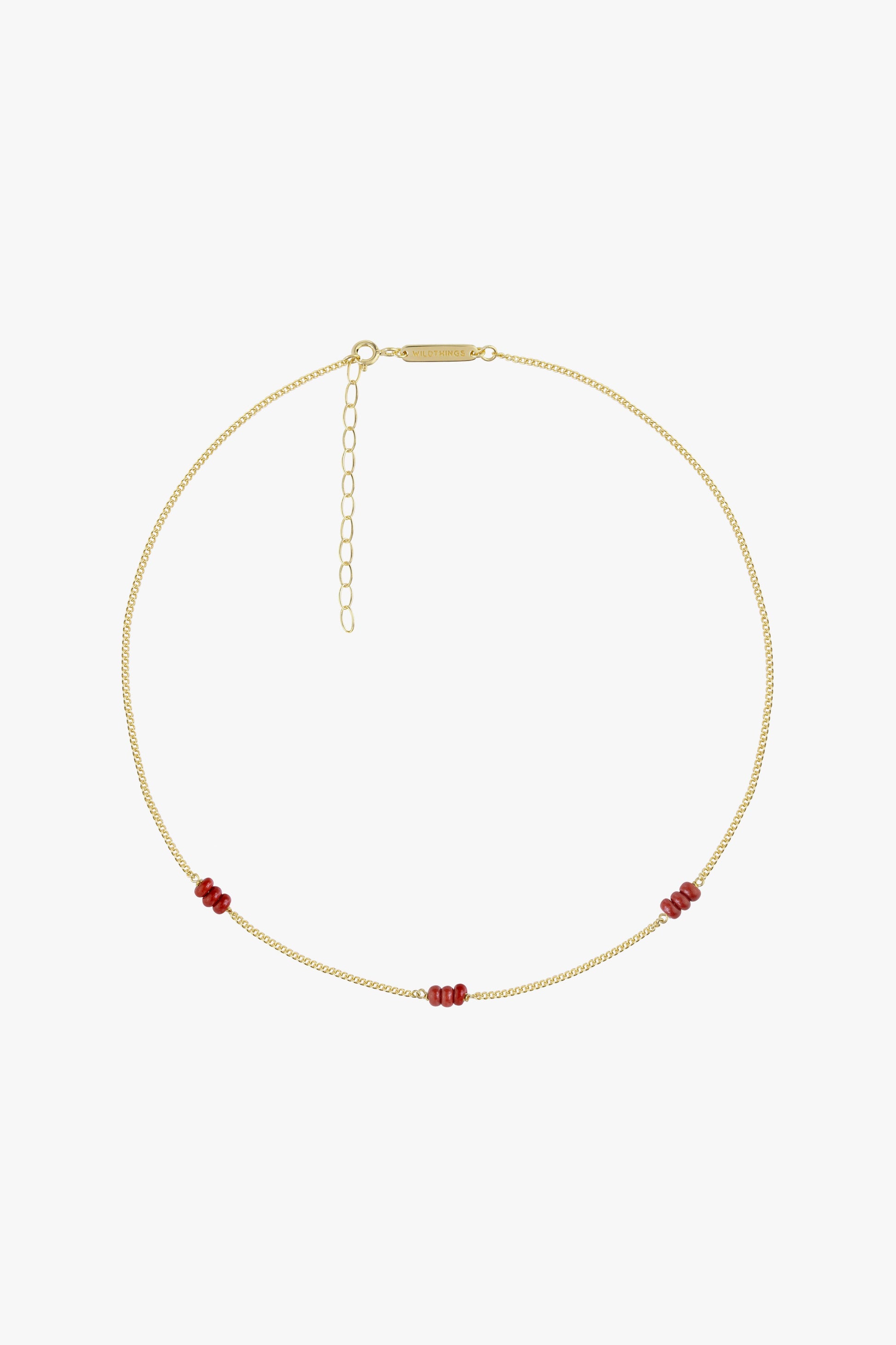 Triple red beads necklace gold plated-Necklace-wildthings_collectables-Gold plated---abc