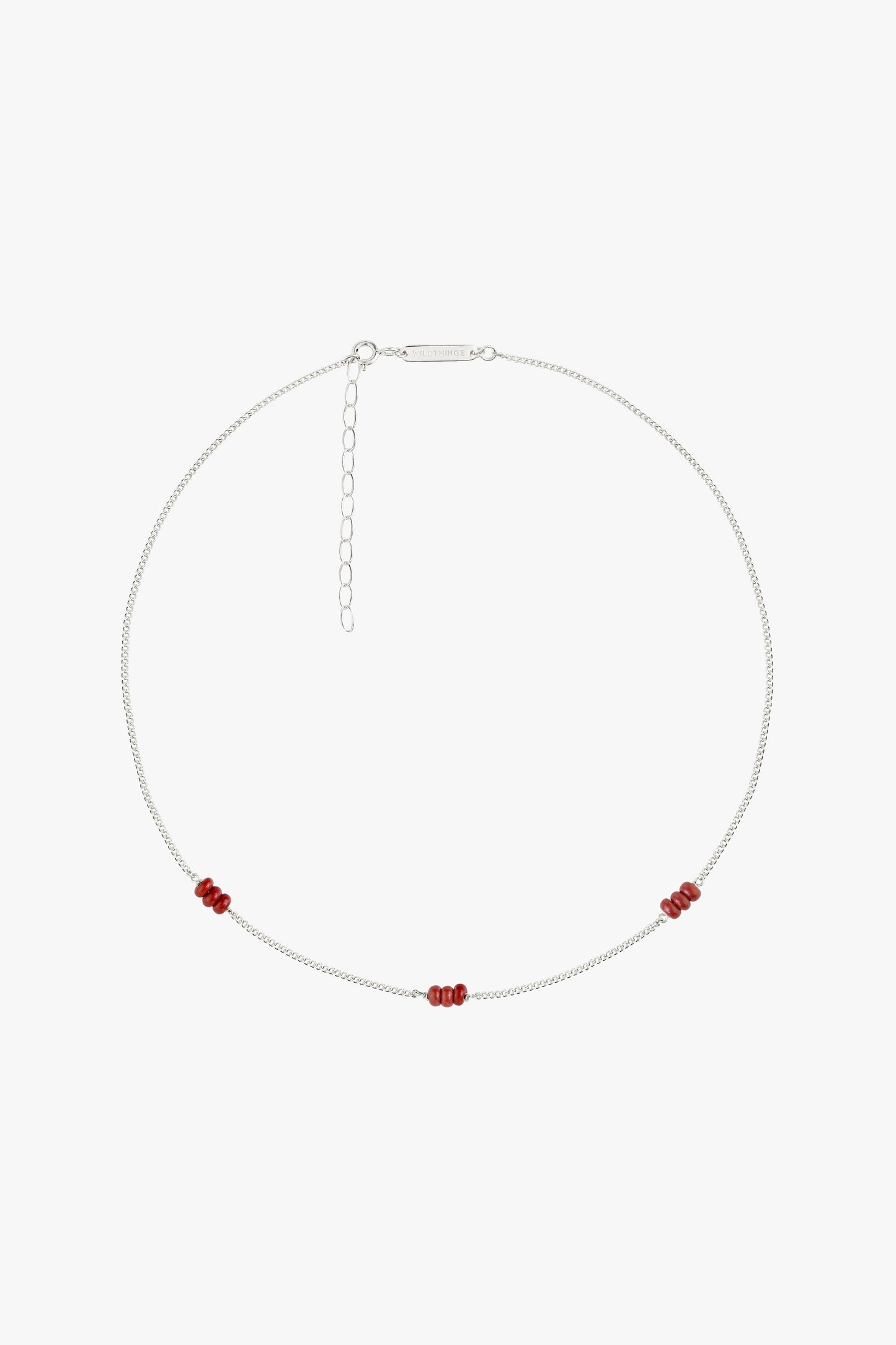 Triple red beads necklace silver-Necklace-wildthings_collectables-Silver---abc