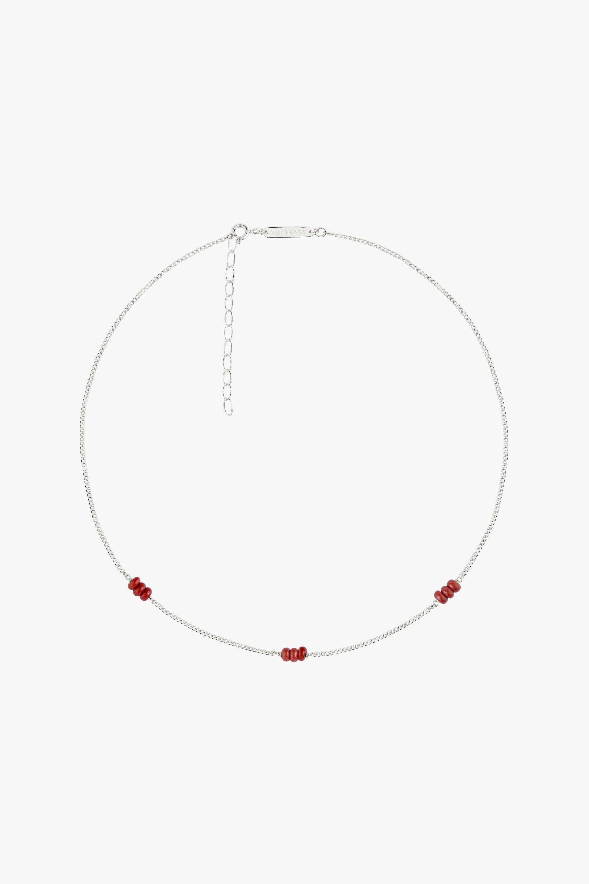 Triple red beads necklace silver-Necklace-wildthings_collectables-Silver---abc