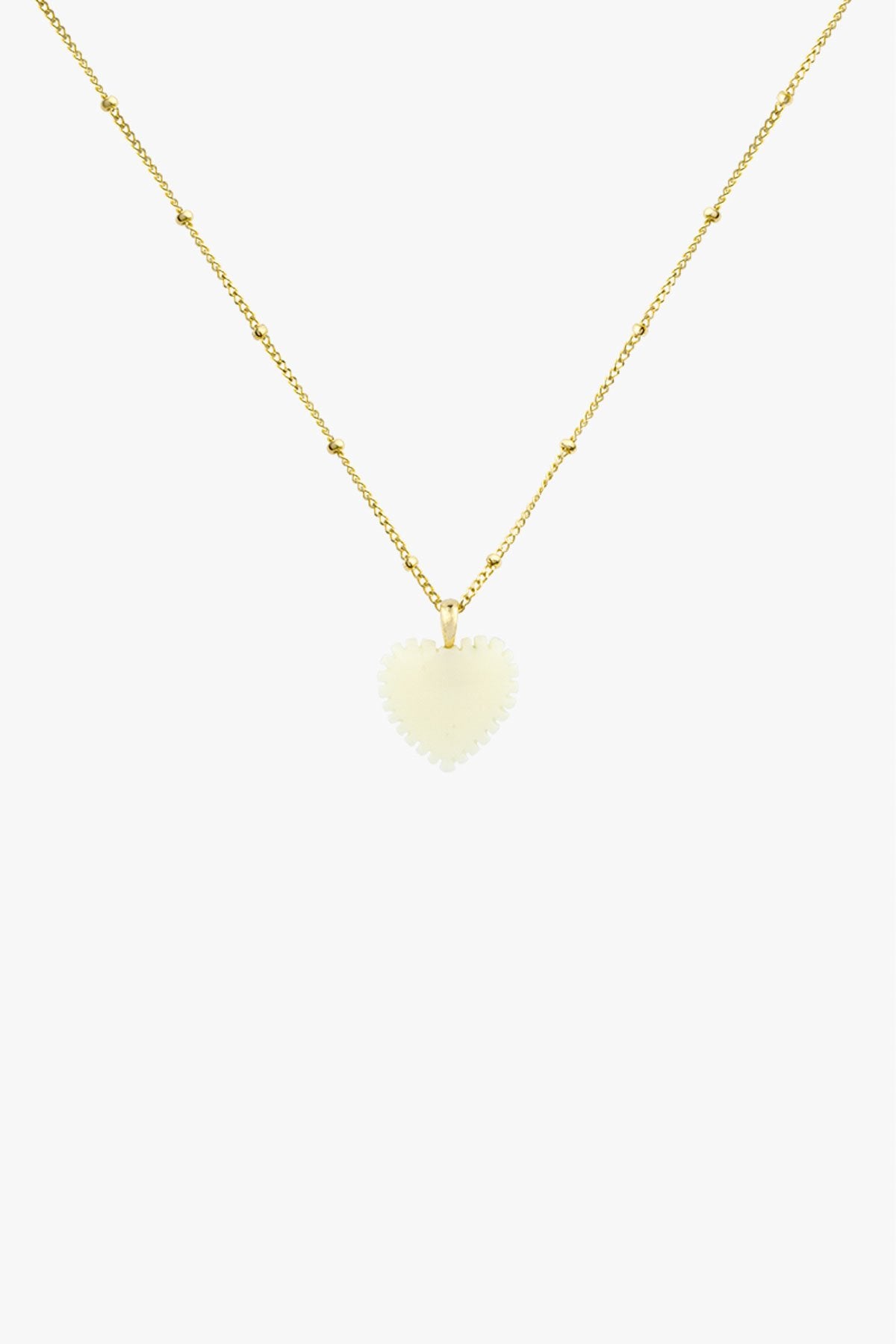 Ivory color heart pendant gold plated-abc