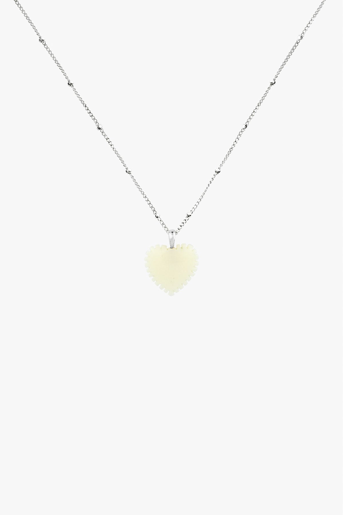 Ivory color heart pendant silver-abc