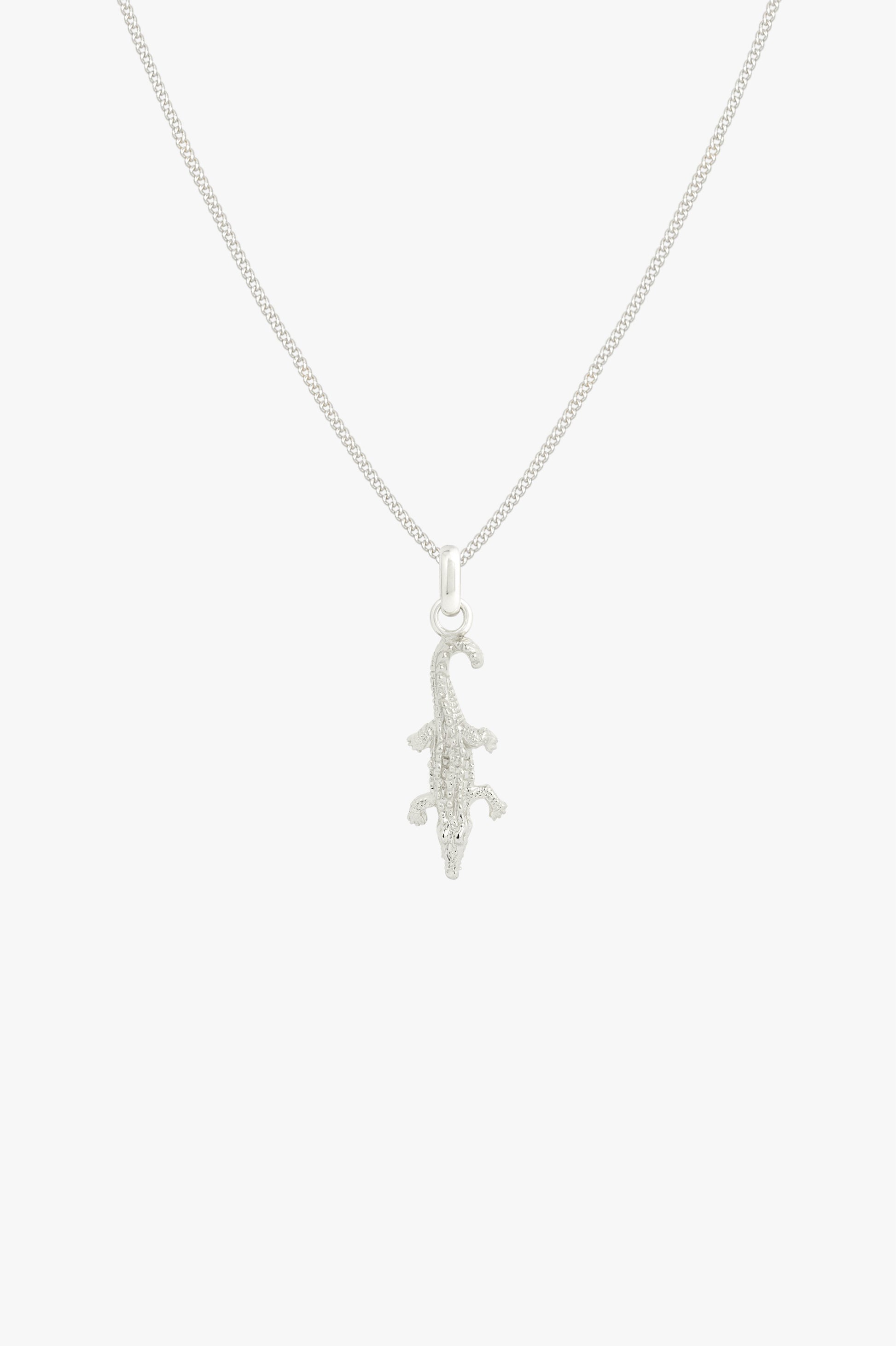 Crocodile pendant silver-abc