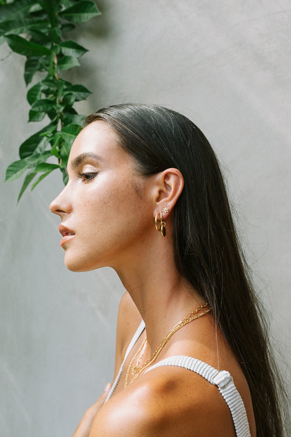 Flower stud 14k solid gold-abc